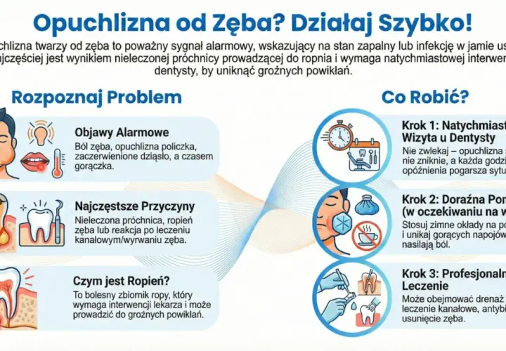 Opuchlizna od zęba to sygnał alarmowy. Objawy to ból, gorączka, a nawet ropień. Działaj szybko: wizyta u dentysty, zimne okłady, leczenie.